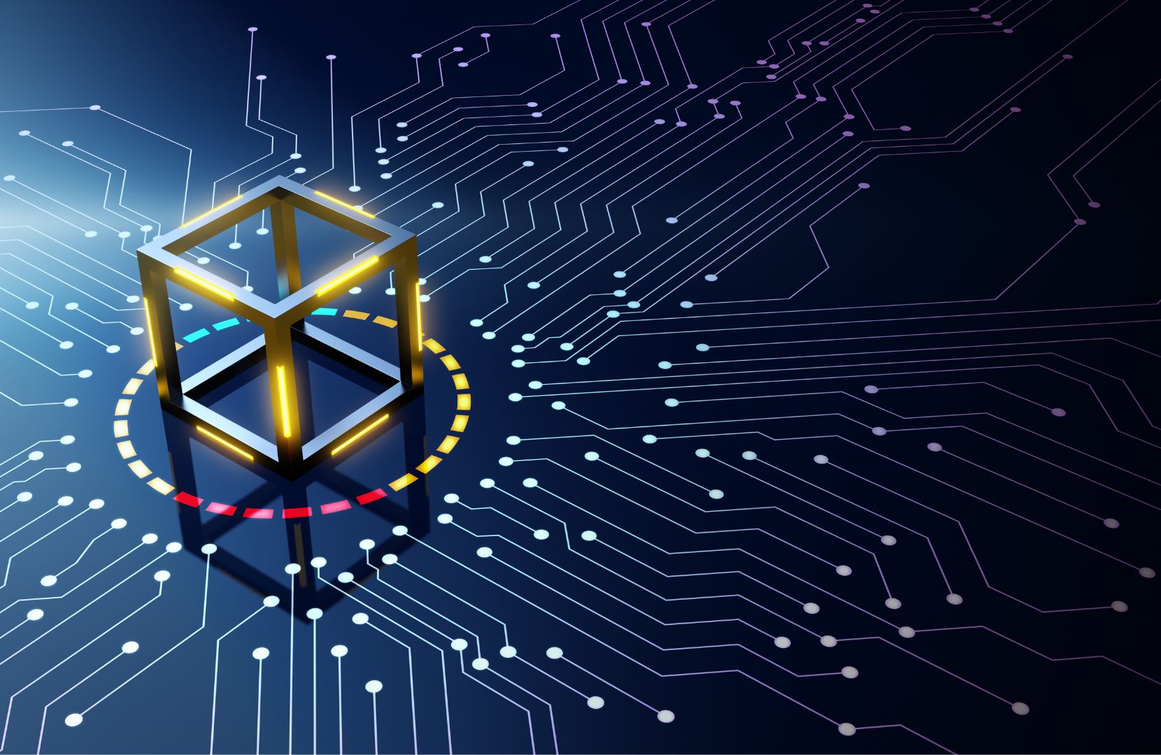 Digital illustration of blockchain-powered reinsurance contracts flowing through a transparent decentralized network, symbolizing efficiency and transparency in on-chain insurance models.